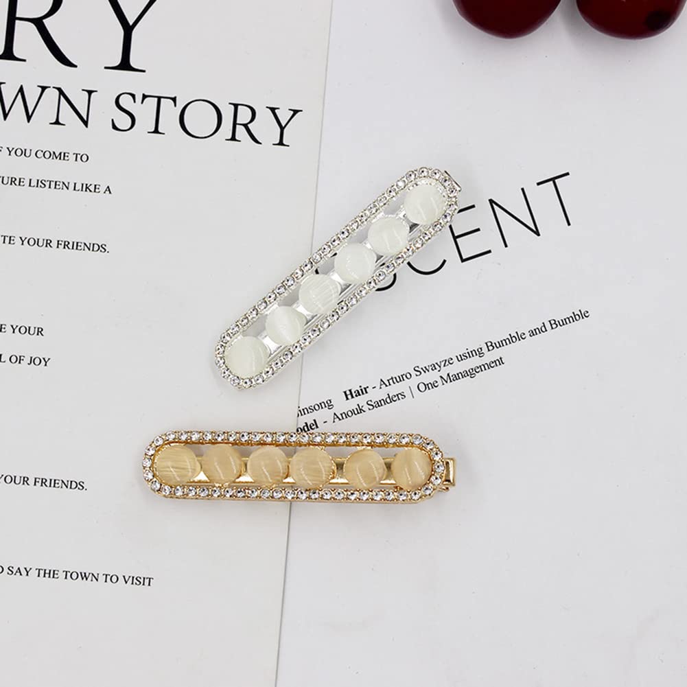 2Pcs Crystal Hair Clips Wedding Bobby Pin Pretty Hair Barrettes Cute Rhinestone Hair Clip Rhinestone Pearl Hair Accessories for Women and Girls