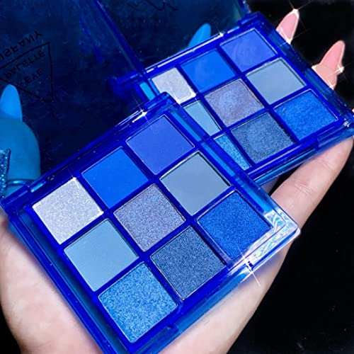 Blue Eyeshadow Palette - Waterproof Shimmer & Glitter Makeup
