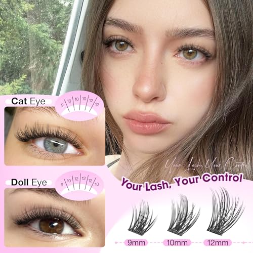 Natural Lash Clusters 9-10-12mm CC Curl Wispy Eyelash Extensions
