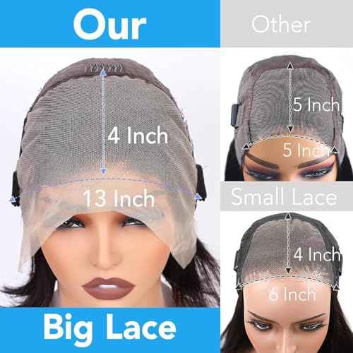 Bob Wig Human Hair 10 Inch 13x4 Lace Front Wigs Human Hair Pre Plucked 200% Density Short Straight Bob Wig Natural Color Glueless Bob Wigs for Black Women