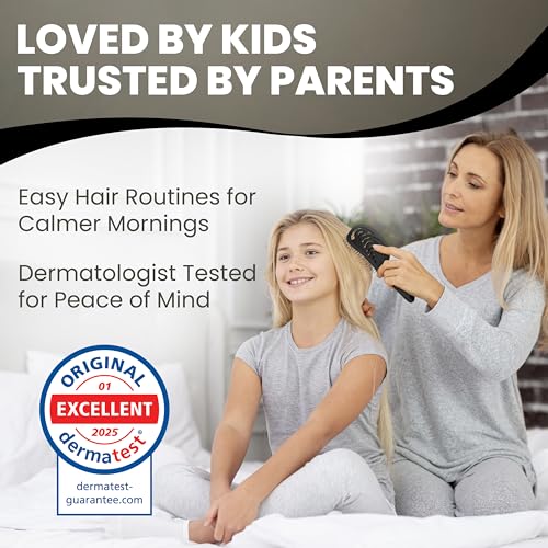 Walcora Black Detangler Brush for Wet & Dry Hair - Pain-Free, Gentle Hairbrush for Women, Men & Kids