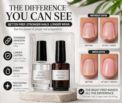 UVYA Nail Prep Dehydrator & Acid-Free Primer Set for Gel & Acrylic Nails