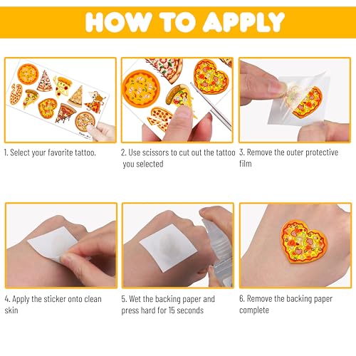 102 PCS Pizza Temporary Tattoos for Kids | Party Favors