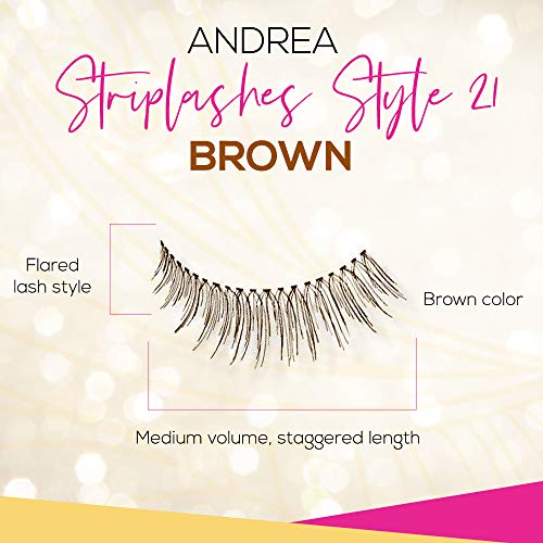 Andrea False Lashes Style 21 Brown - Natural Human Hair Lashes, 4 Pairs