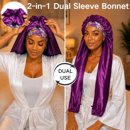 Isshin Beauty Dual Sleeve Satin Hair Bonnet for Long Hair
