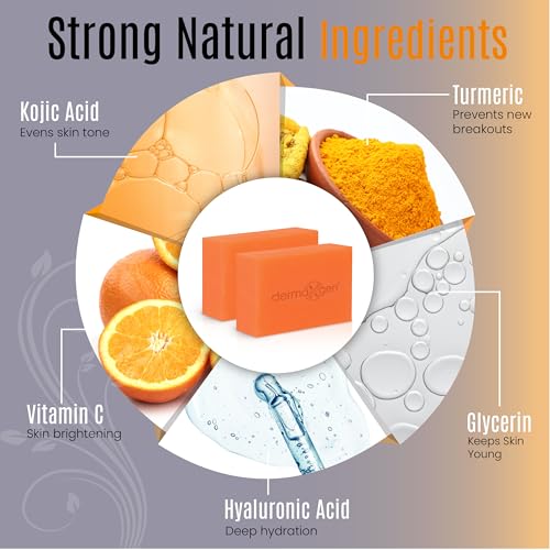 Kojic Acid Soap Bar for Dark Spots, Hyperpigmentation and Uneven Tone with Vitamin C, Arbutin, & Glutathione | Face & Body Wash for Radiant, Glowing Skin for Women and Men | 2 Pack(140g x 2)
