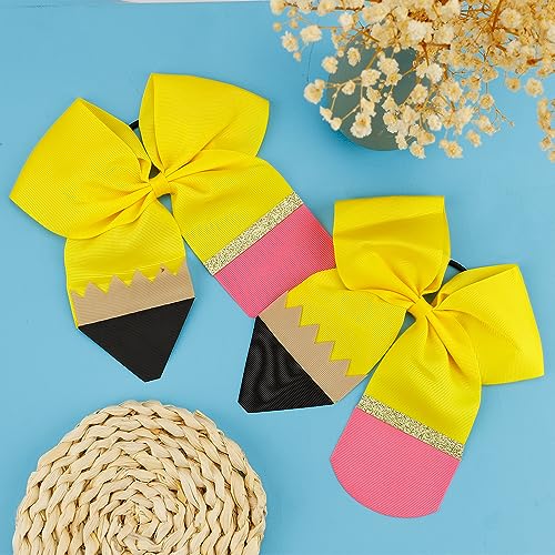 Cheerleader Hair Accessories: Large 8 Inch Ponytail Holder Bows for Girls, Softball Sports and Cheerleading - White Hair Scrunchies, 2 Pcs