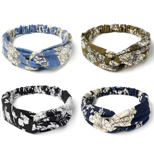 Women’s Elastic Knotted Headbands - Non-Slip Boho Hair Accessories, 8-Pack