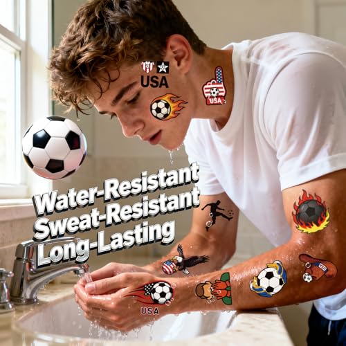 100-Piece Temporary Soccer Tattoo Set ? Premium Football Designs, Pre-Cut for Easy Application, Ideal for Party Supplies, Gifts, and Fan Events