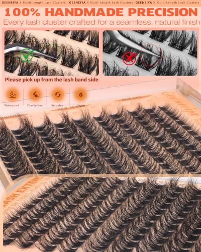 Geeneiya Natural Fluffy Lash Clusters | C Curl 8-16mm DIY Eyelash Extensions