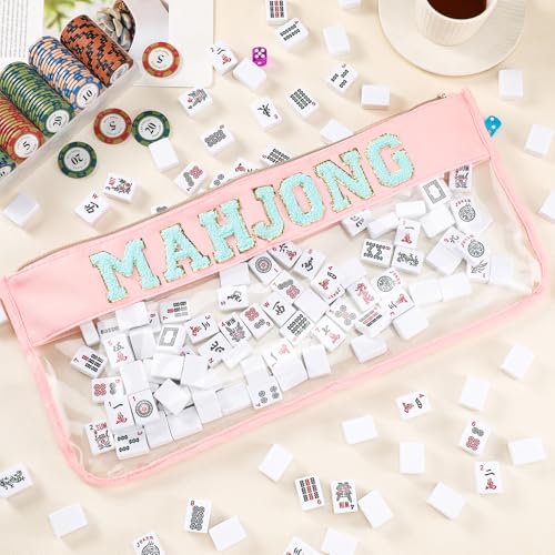 American Mahjong Tile Bag with Gold Zipper - Pink Blue
