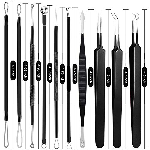 Blackhead Remover Tool Kit 10-Pc Stainless Steel Pimple Extractor