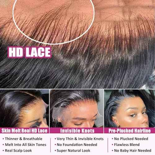 30 Inch 13x6 Lace Front Wigs Human Hair 200% Density Body Wave HD Lace Front Wigs Human Hair Pre Plucked Glueless Body Wave Lace Frontal Wigs Human Hair for Women