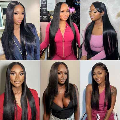 12A Straight Bundles Human Hair 18 20 22 24 Inch, 100% Unprocessed Brazilian Virgin Bundles Human Hair Straight Quick Weave Bundles for Women, Sew In Hair Extensions 400g/Pack Natural Black Color