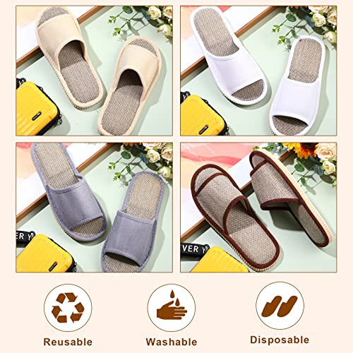 16 Pairs Open Toe Breathable Slippers Bulk Disposable Slippers for Guests Washable House Slipper for Women Men Non Slip Spa Slipper Comfortable Slipper Bulk for Guests Home Bedroom Hotel Travel Unisex