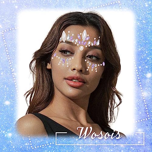 Crystal Rhinestone Face Stickers Set - Star Moon Mermaid Gems