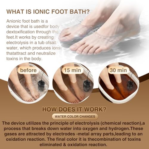 Olixie Ionic Foot Bath Detox Machine with 80 Liners & Sea Salt