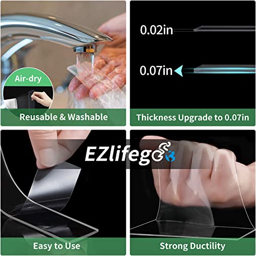 EZlifego Double Sided Tape Heavy Duty, Extra Large Nano Double Sided Adhesive Tape, Clear Mounting Tape Picture Hanging Adhesive Strips,Removable Wall Tape Sticky Poster Tape Decor Carpet Tape(9.85FT)