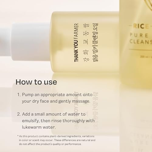 THANKYOU FARMER Rice Pure Milky Cleansing Oil 6.76 Fl oz (200ml) - Korean Cleansing Oil For Face, Non Comedogenic, Blackhead Pore Sebum Cleanser