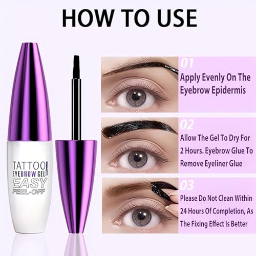2 Pack Peel Off Eyebrow Gel Tattoo - Waterproof, Dark Brown
