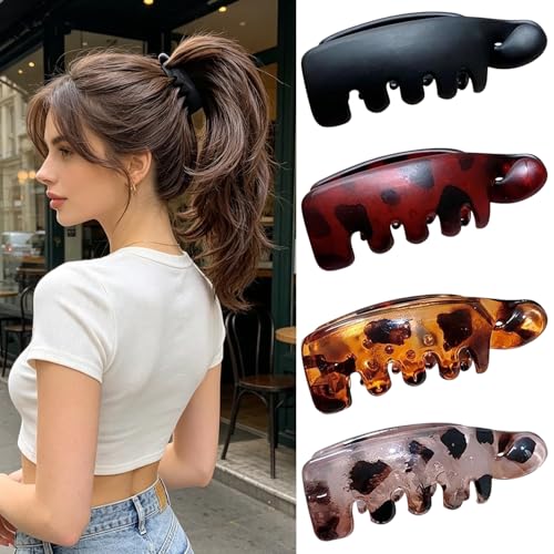 YIHONGYAN Small Banana Hair Clips - Matte Vintage Hair Claws, 4 Pcs