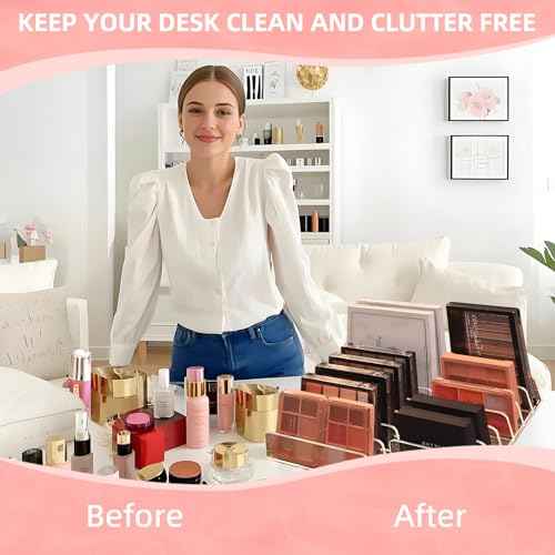 2 Pack Acrylic Makeup Eyeshadow Palette Organizer, 7-Slot Display Case, Set of 2, Cosmetic Display Storage Holder fit Eyeshadow Palette, CD, Phone Case, Facial Mask, Clear Cosmetic Organizer