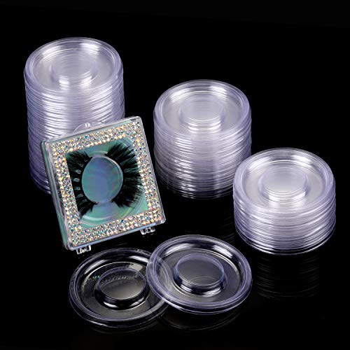 100 Pack Round Eyelash Trays - Plastic Storage Holders
