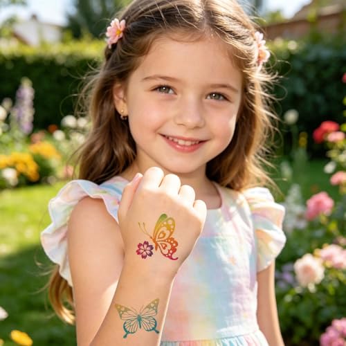 96 Glitter Hibiscus Temporary Tattoos for Hawaiian Luau Party