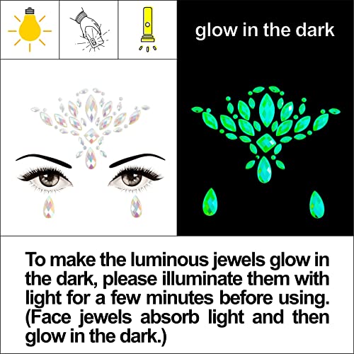 Face Jewels Gems Stickers Self-adhesive Rhinestone Kit