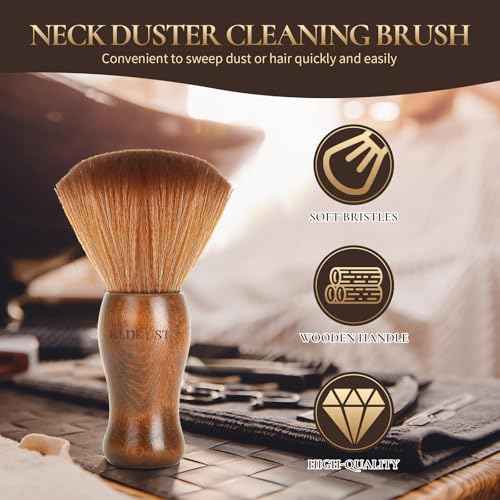 Large Neck Hair Duster Brush, Soft Barber Face Cleaning Hairbrush Nylon Hair Wooden Handle Cutting Kits