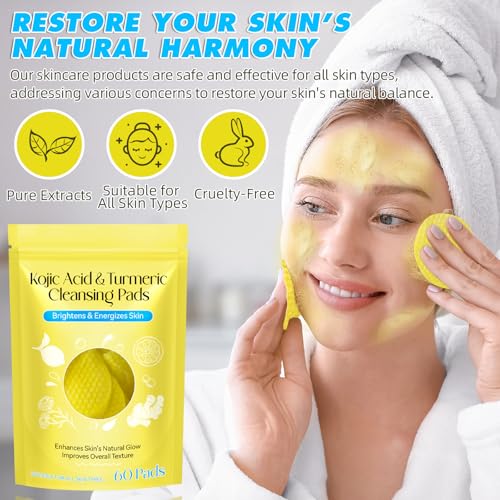 Kojic Acid & Turmeric Cleansing Pads - 60 Count Face