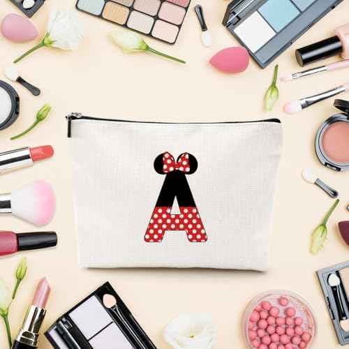 Cute Cartoon Mouse Gifts Initial A-Z Personalized Makeup Bag Monogrammed Cosmetic Bags Magic Mouse Stuff Funny Mouse Themed Gifts Mouse Lover Gifts Wizard Gifts Birthday Gifts for Women Girls (A)