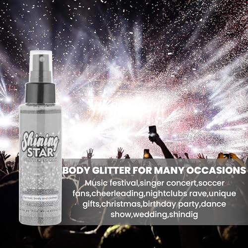 Silver Glitter Spray for Hair & Body, 3.53oz