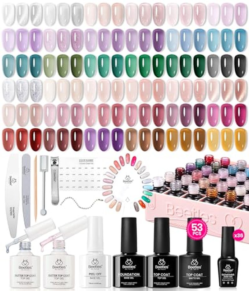 Beetles 36 Colors Jelly Gel Nail Polish Set with Top Coats