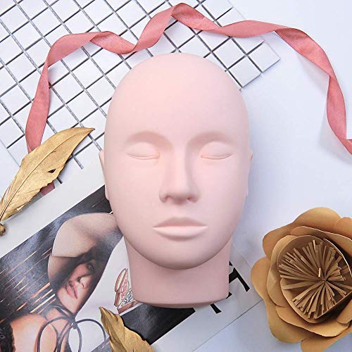 LASHVIEW Lash Mannequin Head, Practice Training Head,for Make Up and Lash Extention,Cosmetology Doll Face Head,Soft-Touch Rubber Practice Head,Easy to Clean by Skincare Essential Oil.