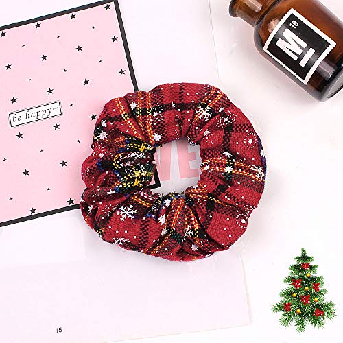 6 Pcs Cute Soft Plaid Elastic Christmas Hair Ties with Holiday Patterns (10 Pieces)