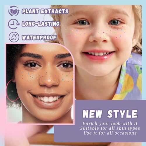 Rainbow Freckle Face Tattoos – 10pc Waterproof Glitter Set