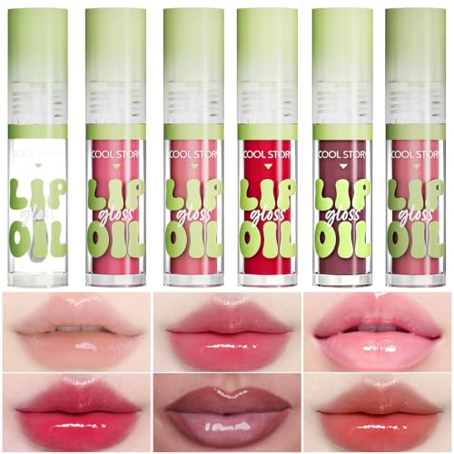 6-Pack Hydrating Lip Oil Set, Nourishing Lip Gloss