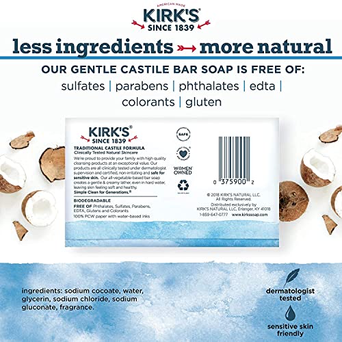 Kirk's Orginal Coco Castile Bar Soap Bulk Case of 48 Bars (16 x 3 Pk.)