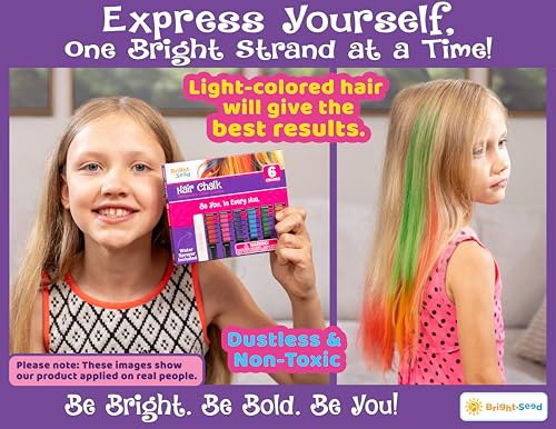 Bright Seed Hair Chalk Comb Set - 6 Washable Temporary Colors