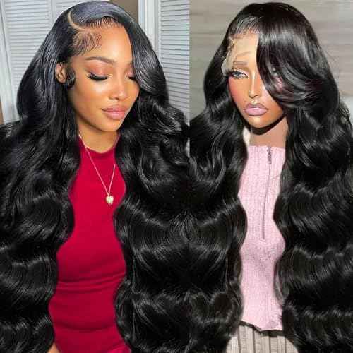 Redice 32-Inch 13x6 Body Wave Lace Front Human Hair Wig - Pre-Plucked, Glueless, 200% Density HD Transparent Lace With Baby Hair