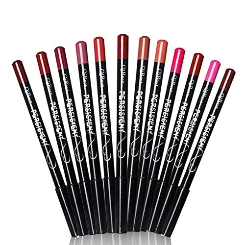 12 Color Lip Liner Pencil Set - Matte Waterproof
