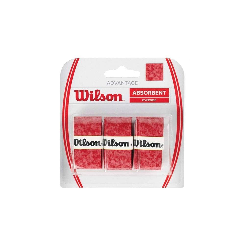 WILSON Advantage Tennis Racquet Over Grip (Pack of 3), Red