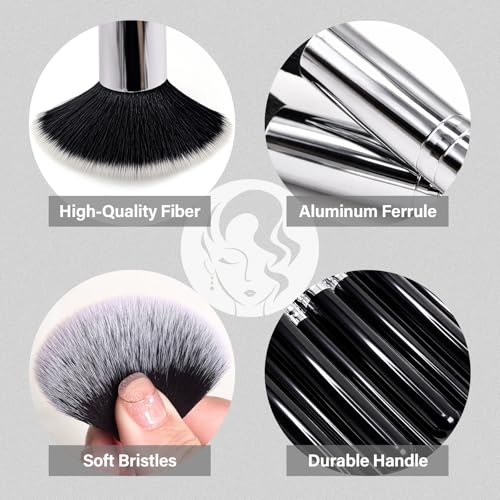 Black Makeup Brush Set 25 Pcs with Sponges & Puff - Professional Makeup Kit
