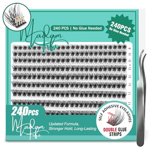 Self Adhesive Lash Clusters 240 Pcs, No Glue Needed