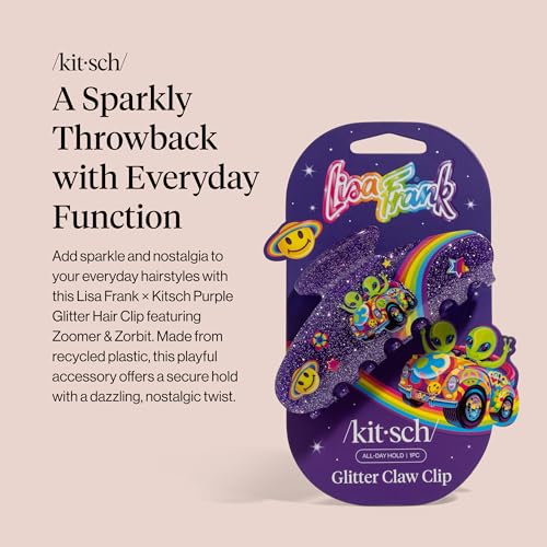 Lisa Frank x Kitsch Glitter Hair Claw Clip - Zoomer & Zorbit Strong Hold