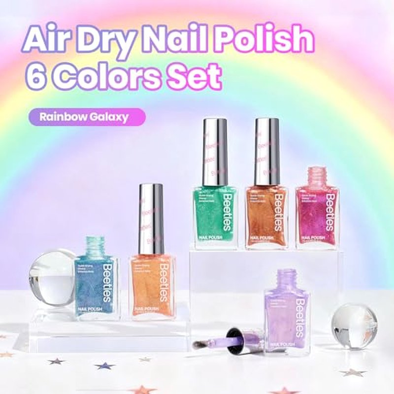 Beetles Glitter Nail Polish Set 6 Colors Air Dry