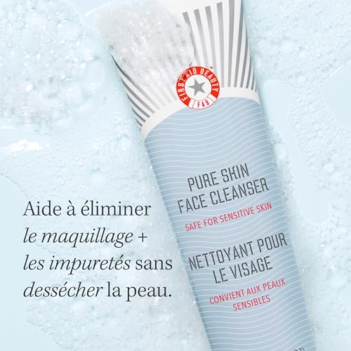 First Aid Beauty - Pure Skin Face Cleanser, Effectively Removes Makeup, Dirt, and Impurities, Gentle Cleanser Leaves Skin Soft & Supple, Safe for Sensitive Skin, Fragrance Free, 11 oz