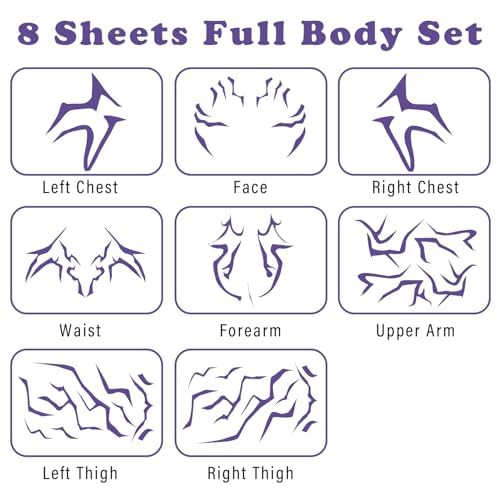 8Pcs K-Pop Rumi Temporary Tattoos - Water Resistant Body Art