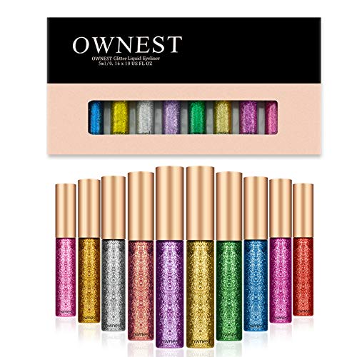 Ownest 10 Colors Liquid Glitter Eyeliner Set Waterproof